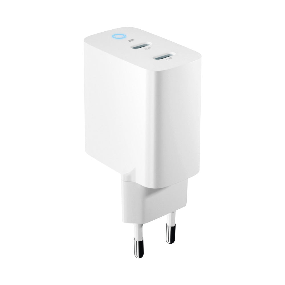 Forever netværksoplader TC-06-40CC, 40W, 3A, 2 x USB-C, hvid