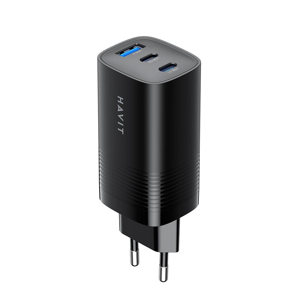 Netværksoplader HAVIT UC20, 65W, 3A, 1 x USB-A - 2 x USB-C, Sort