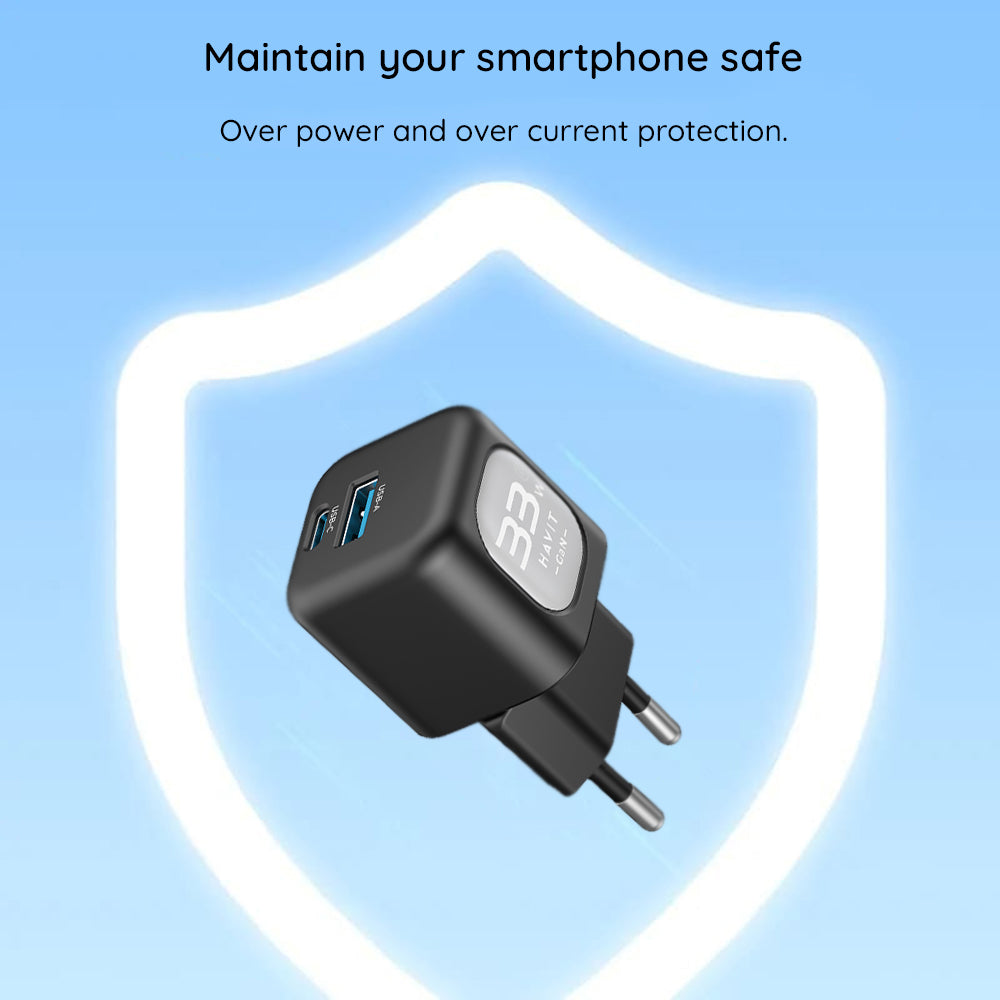 Netværksoplader HAVIT UC230, 33W, 3A, 1 x USB-A - 1 x USB-C, Grøn