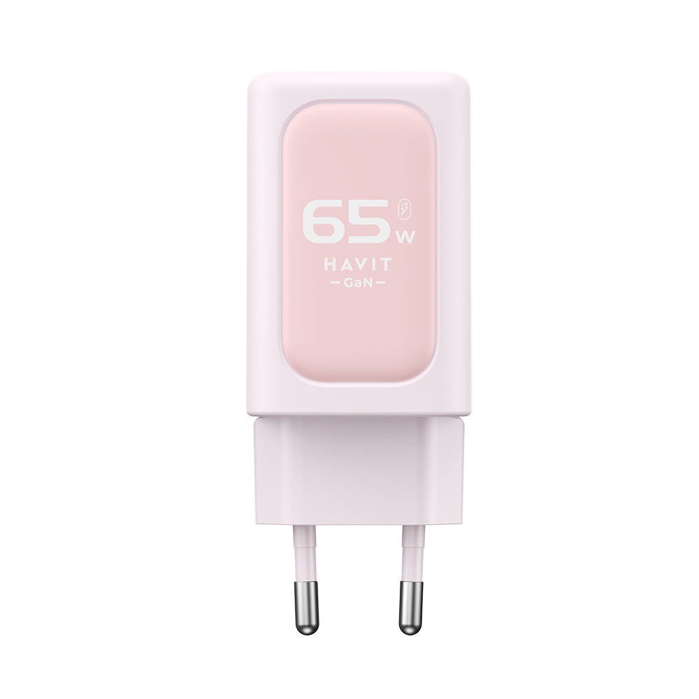 Netværksoplader HAVIT UC260, 65W, 3A, 1 x USB-A - 2 x USB-C, Pink