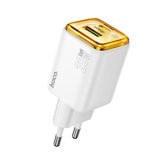 Netværksoplader HOCO N52, 20W, 3A, 1 x USB-A - 1 x USB-C, Hvid