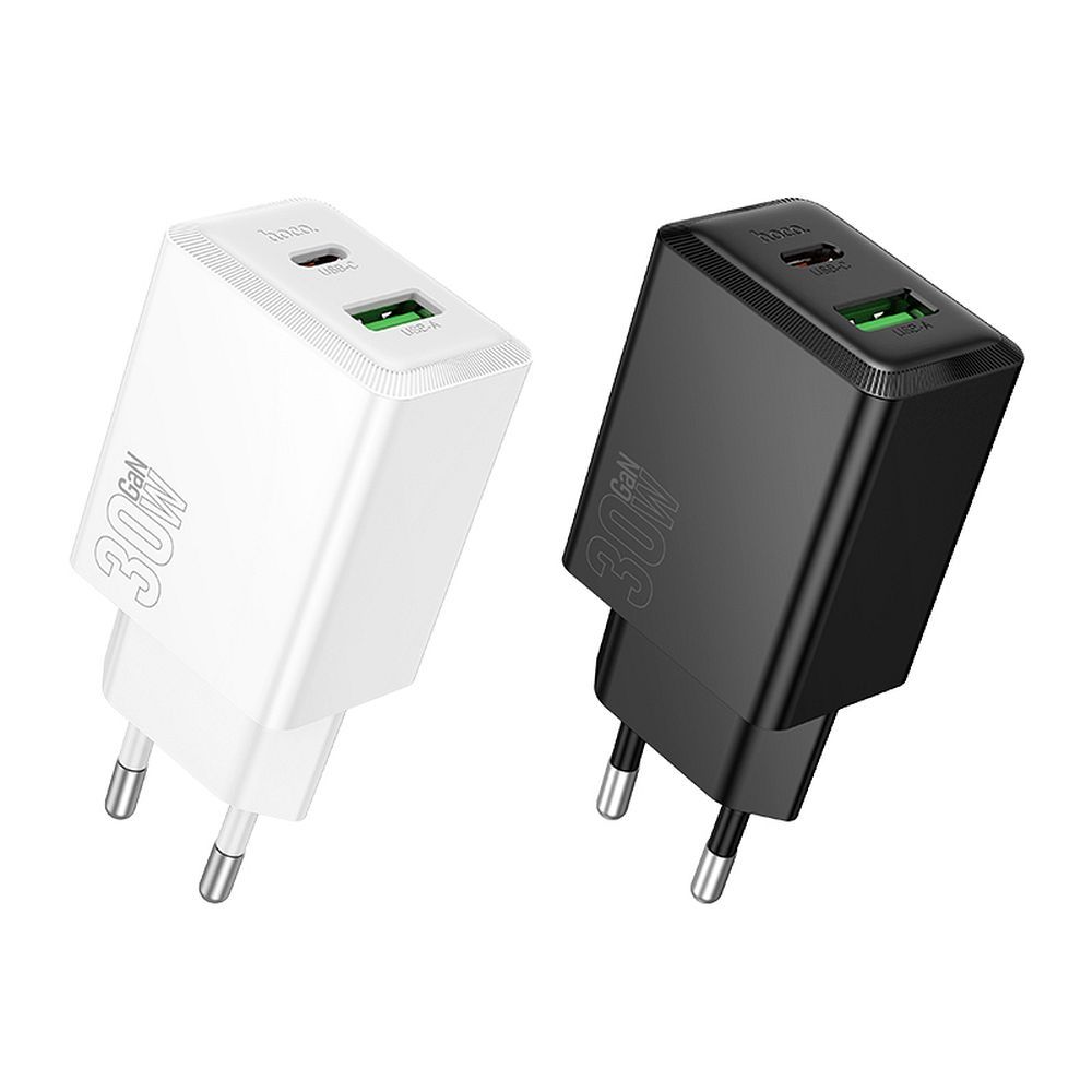 Netværksoplader HOCO N71, 30W, 3A, 1 x USB-A - 1 x USB-C, Sort