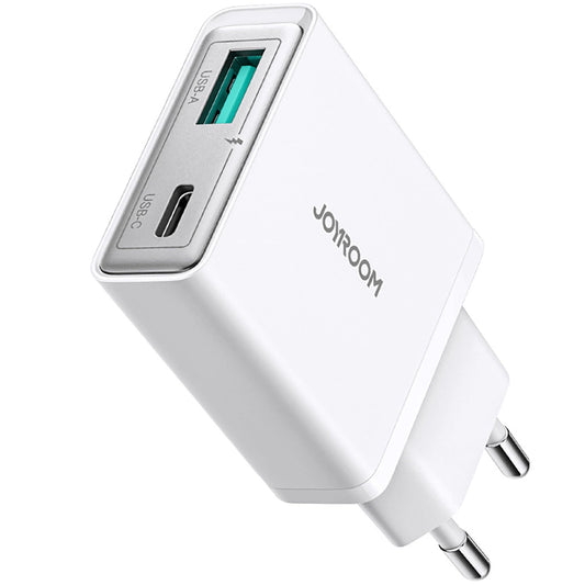 Joyroom netværksoplader JR-TCF14, 20W, 3A, 1 x USB-A - 1 x USB-C, hvid