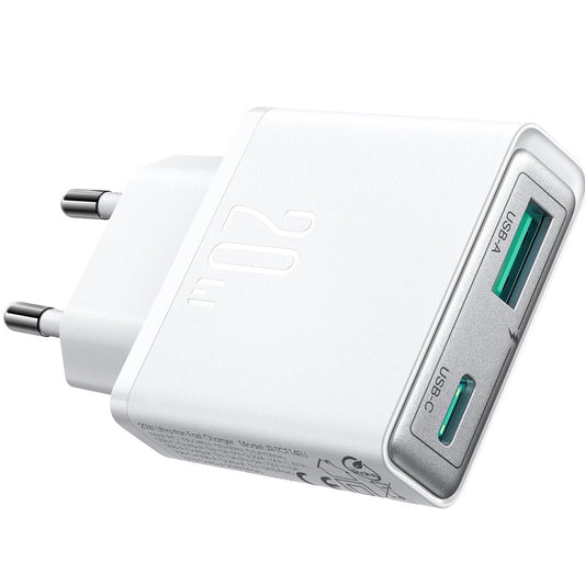Joyroom netværksoplader JR-TCF14, 20W, 3A, 1 x USB-A - 1 x USB-C, hvid
