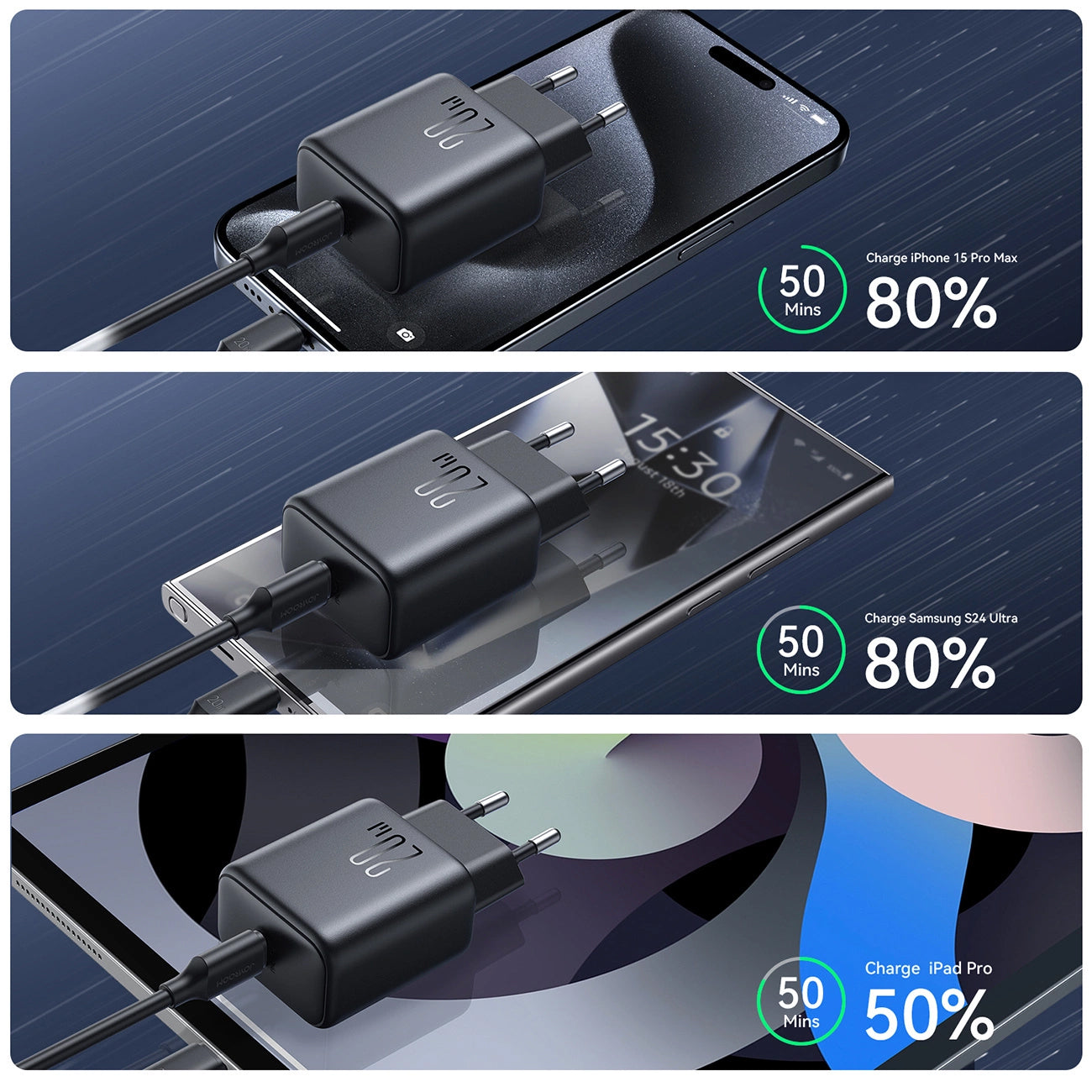 Netværksoplader Joyroom JR-TCF20, 20W, 3A, 1 x USB-C, Sort