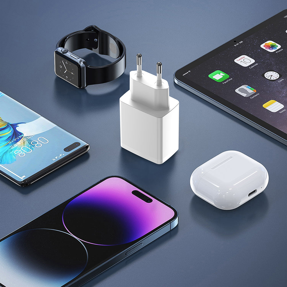 Lito LC09 Netværksoplader, 20W, 3A, 1 x USB-A - 1 x USB-C, Hvid