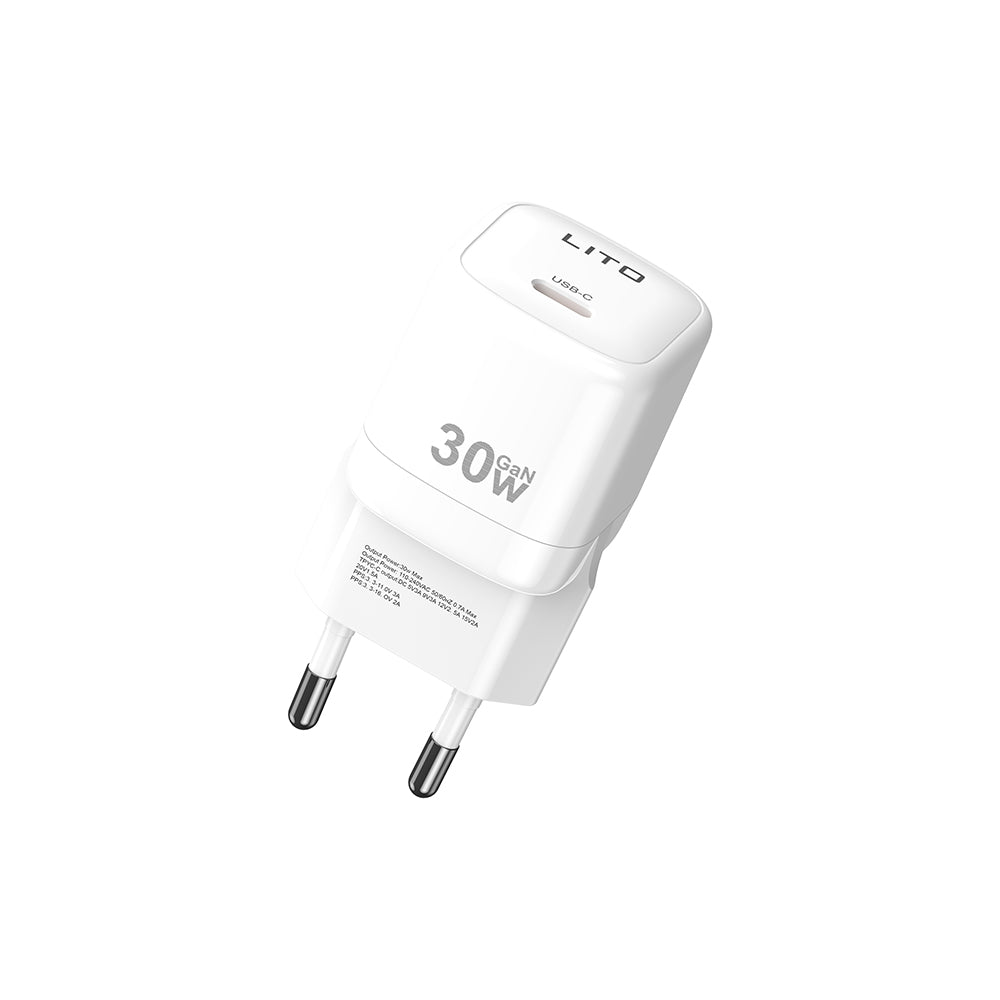 Lito LC11 Netværksoplader, 30W, 3A, 1 x USB-C, Hvid