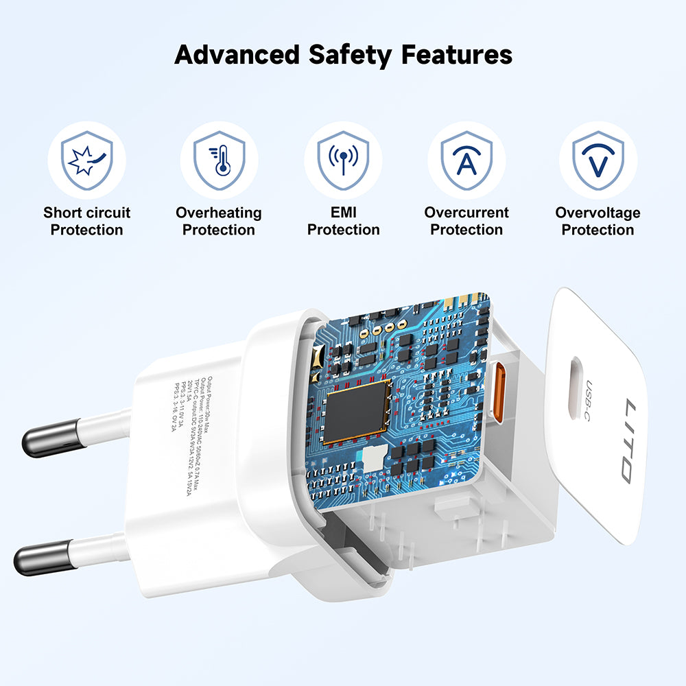 Lito LC11 Netværksoplader, 30W, 3A, 1 x USB-C, Hvid
