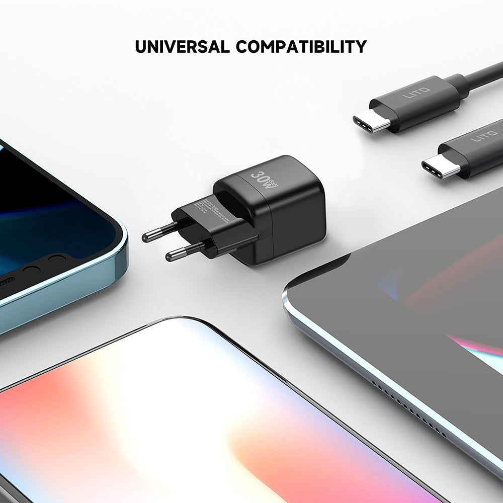 Netværksoplader Lito LC11, 30W, 3A, 1 x USB-C, Sort