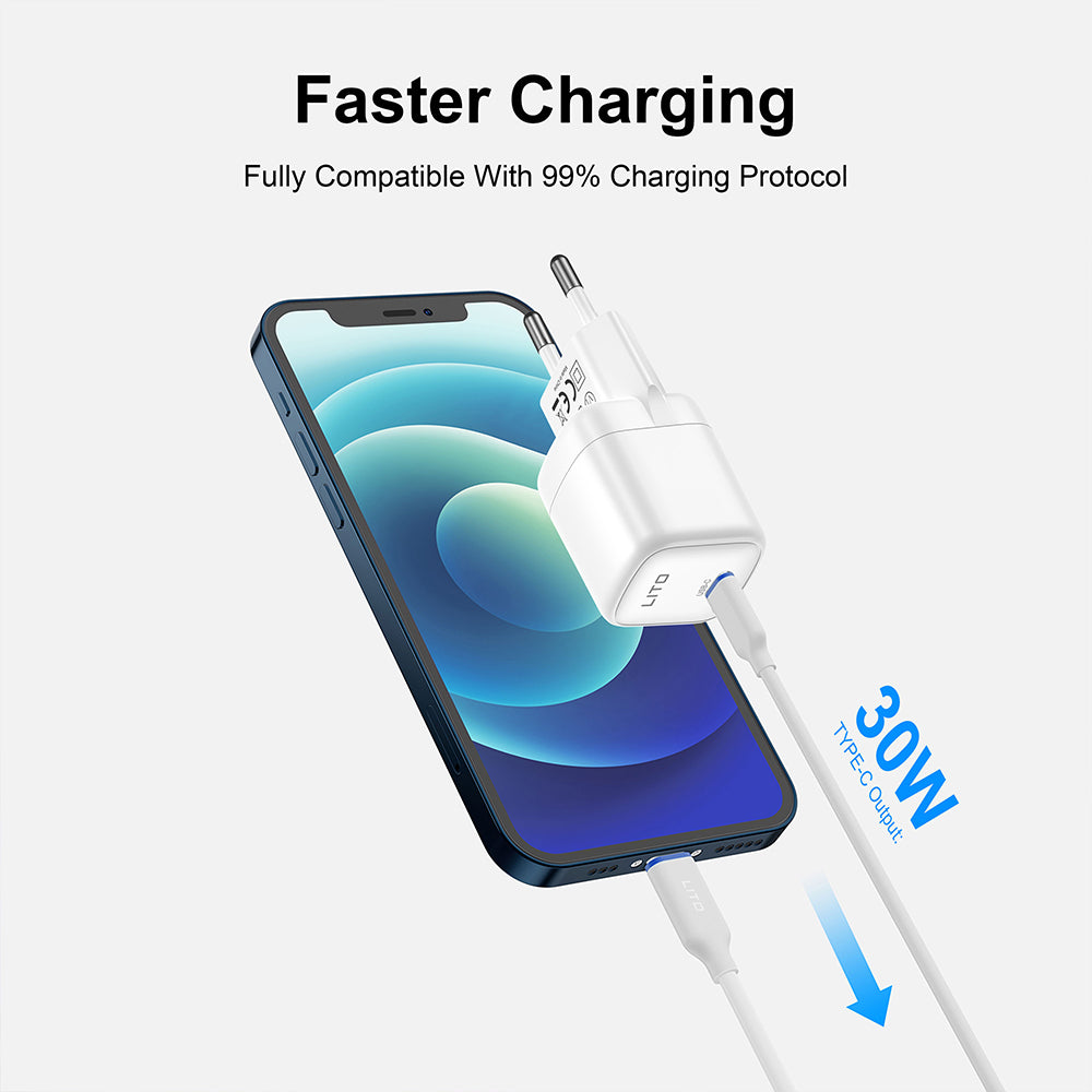 Netværksoplader Lito LC11, 30W, 3A, 1 x USB-C, Sort