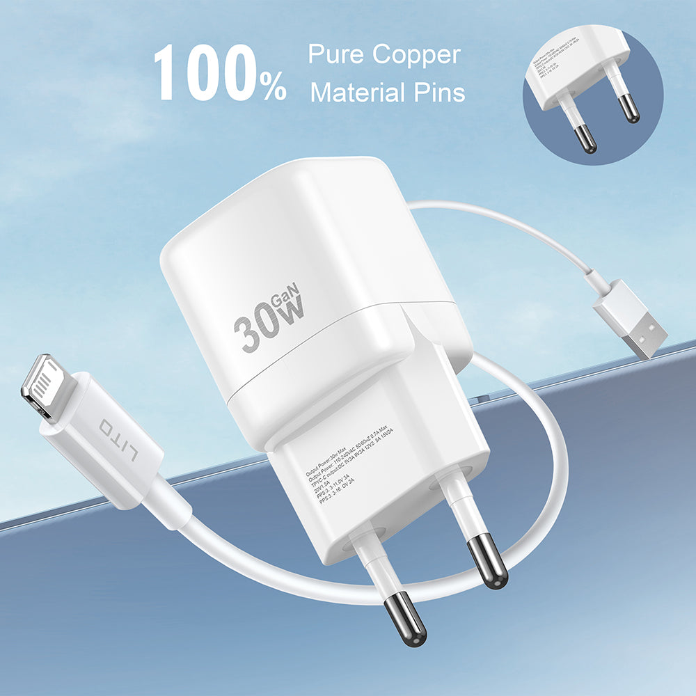 Netværksoplader Lito LC11, 30W, 3A, 1 x USB-C, Sort