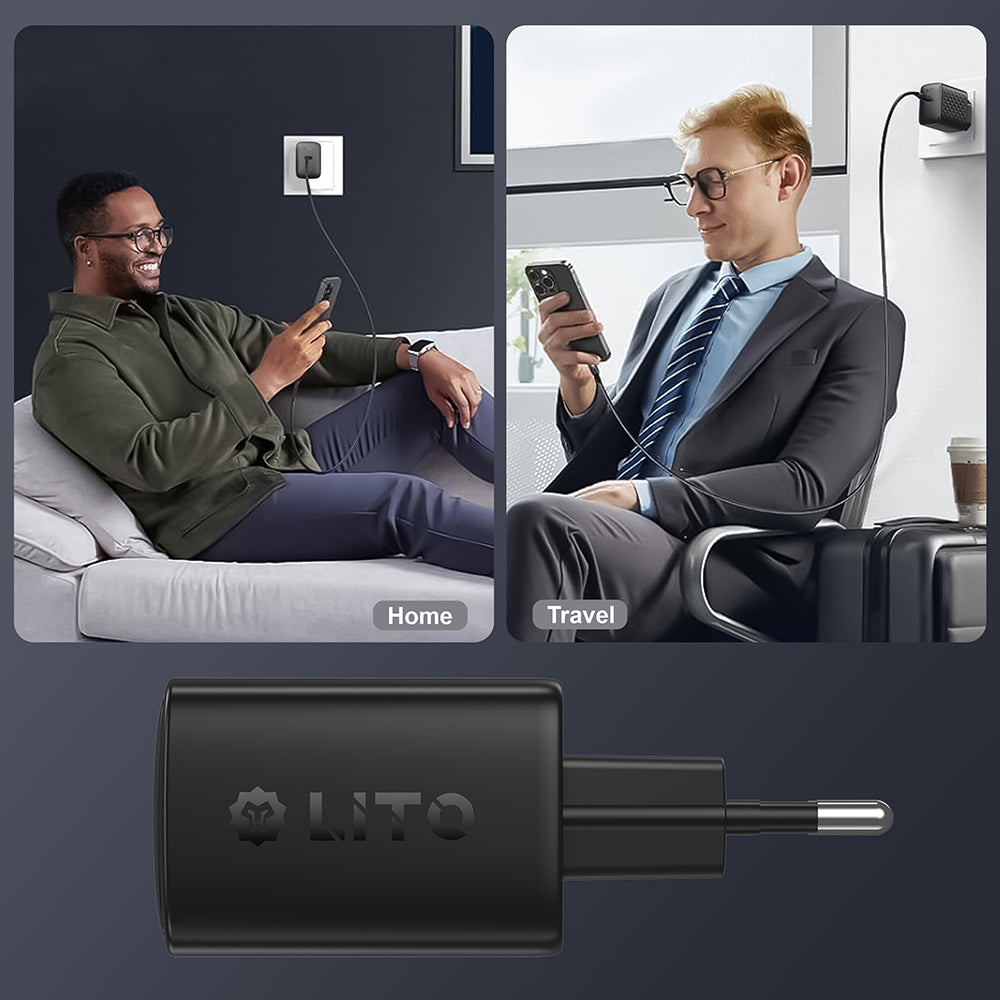 Lito LC13 netværksoplader, 20W, 3A, 1 x USB-C, Sort