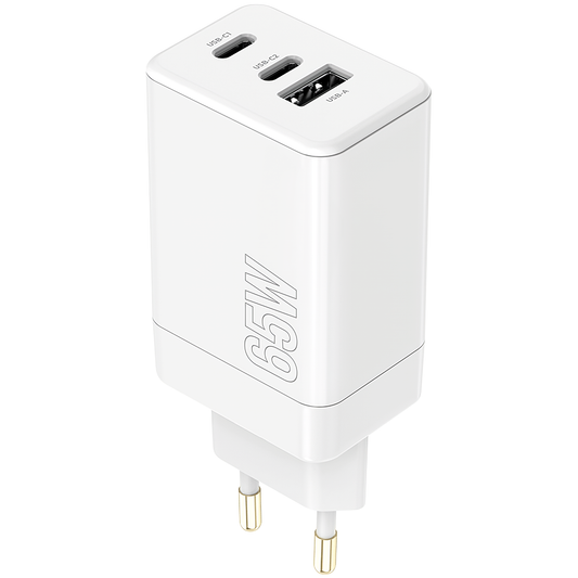 MaXlife netværksoplader MXTC-08-65ACC, 65W, 3,25A, 1 x USB-A - 2 x USB-C, hvid