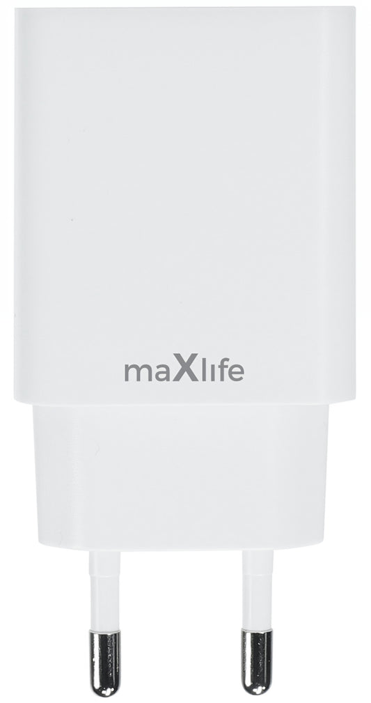 MaXlife MXTC-13-20AC Netværksoplader, 20W, 3A, 1 x USB-A - 1 x USB-C, Hvid