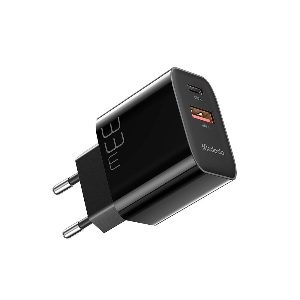 McDodo CH-0921 Netværksoplader, 33W, 3A, 1 x USB-A - 1 x USB-C, Sort