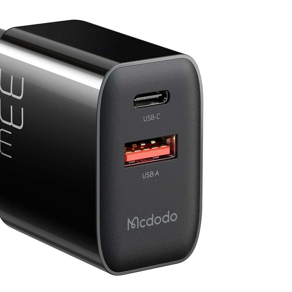 McDodo CH-0921 Netværksoplader, 33W, 3A, 1 x USB-A - 1 x USB-C, Sort