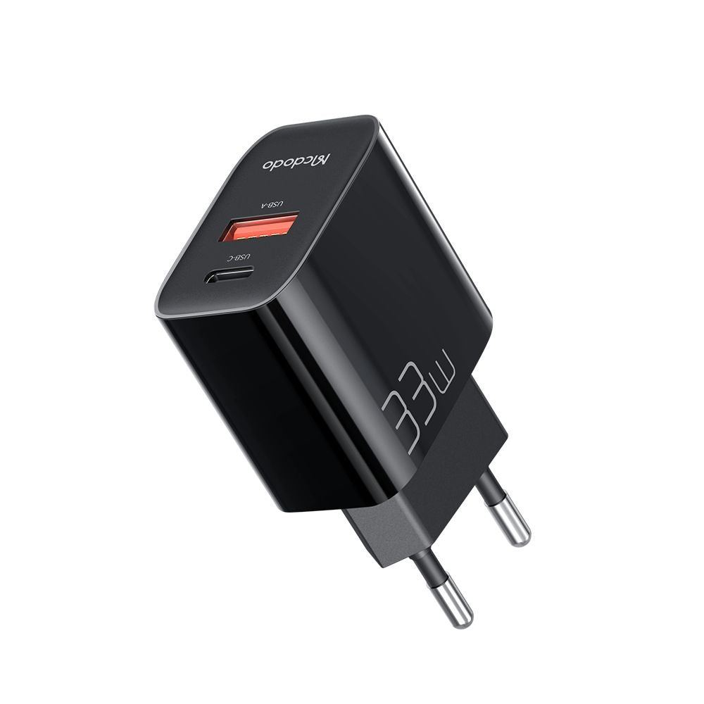 McDodo CH-0921 Netværksoplader, 33W, 3A, 1 x USB-A - 1 x USB-C, Sort
