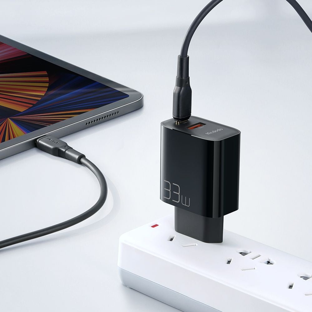 McDodo CH-0921 Netværksoplader, 33W, 3A, 1 x USB-A - 1 x USB-C, Sort