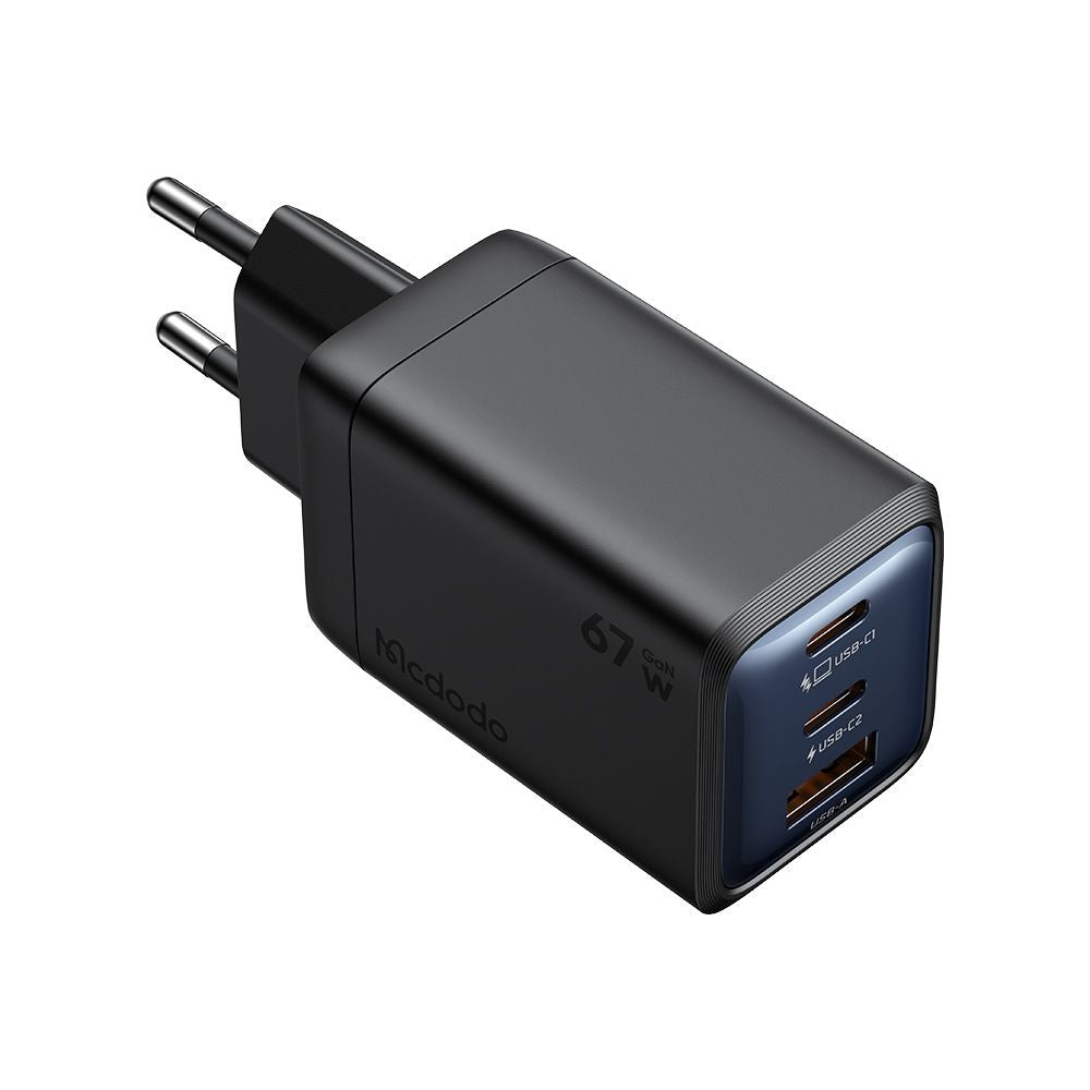 McDodo CH-0970 Gana Mini netværksoplader, 67W, 3A, 1 x USB-A - 2 x USB-C, Sort