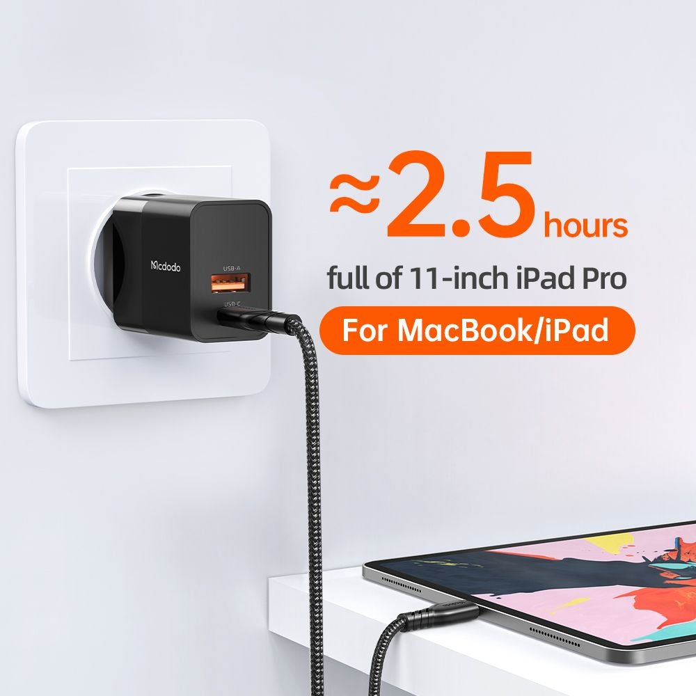 McDodo CH-1951 Hydrogen netværksoplader, 20W, 3A, 1 x USB-A - 1 x USB-C, Sort