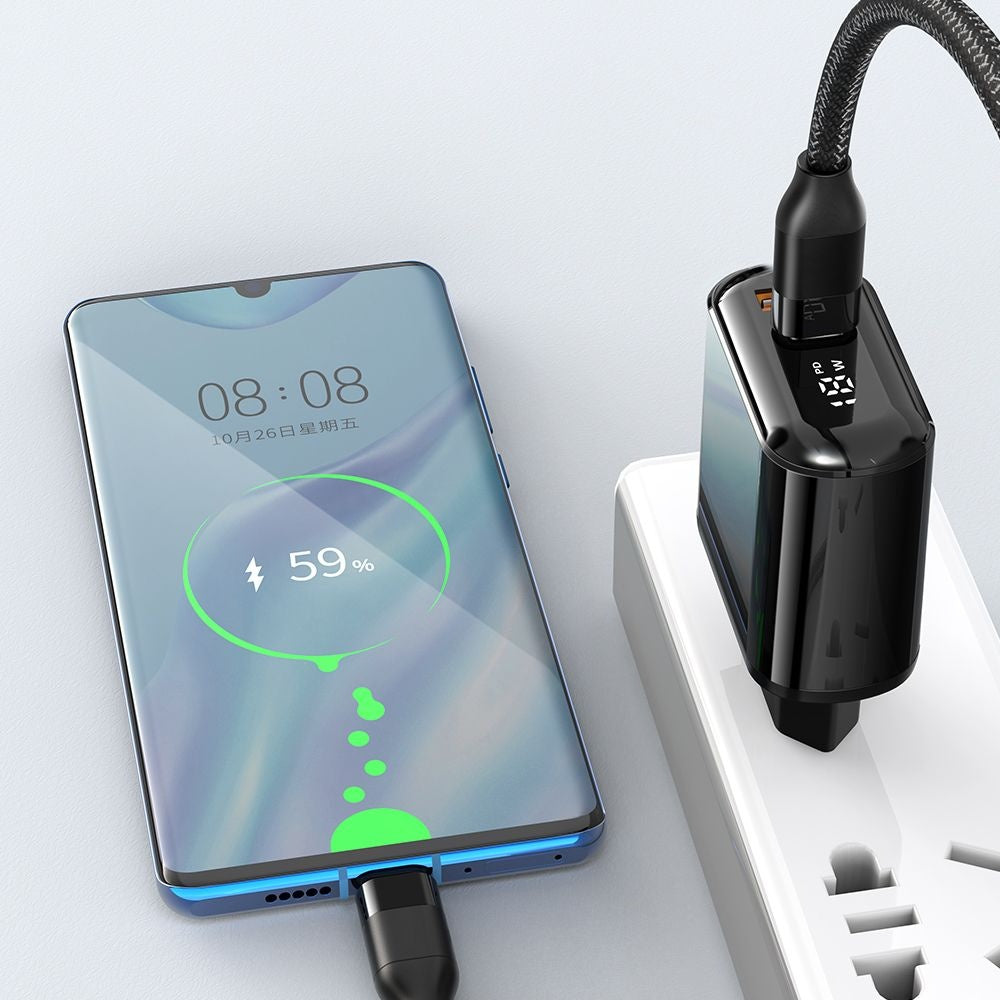 McDodo CH-7170 Chocolate Display netværksoplader, 20W, 3A, 1 x USB-A - 1 x USB-C, Sort