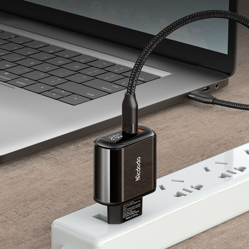 McDodo CH-7170 Chocolate Display netværksoplader, 20W, 3A, 1 x USB-A - 1 x USB-C, Sort