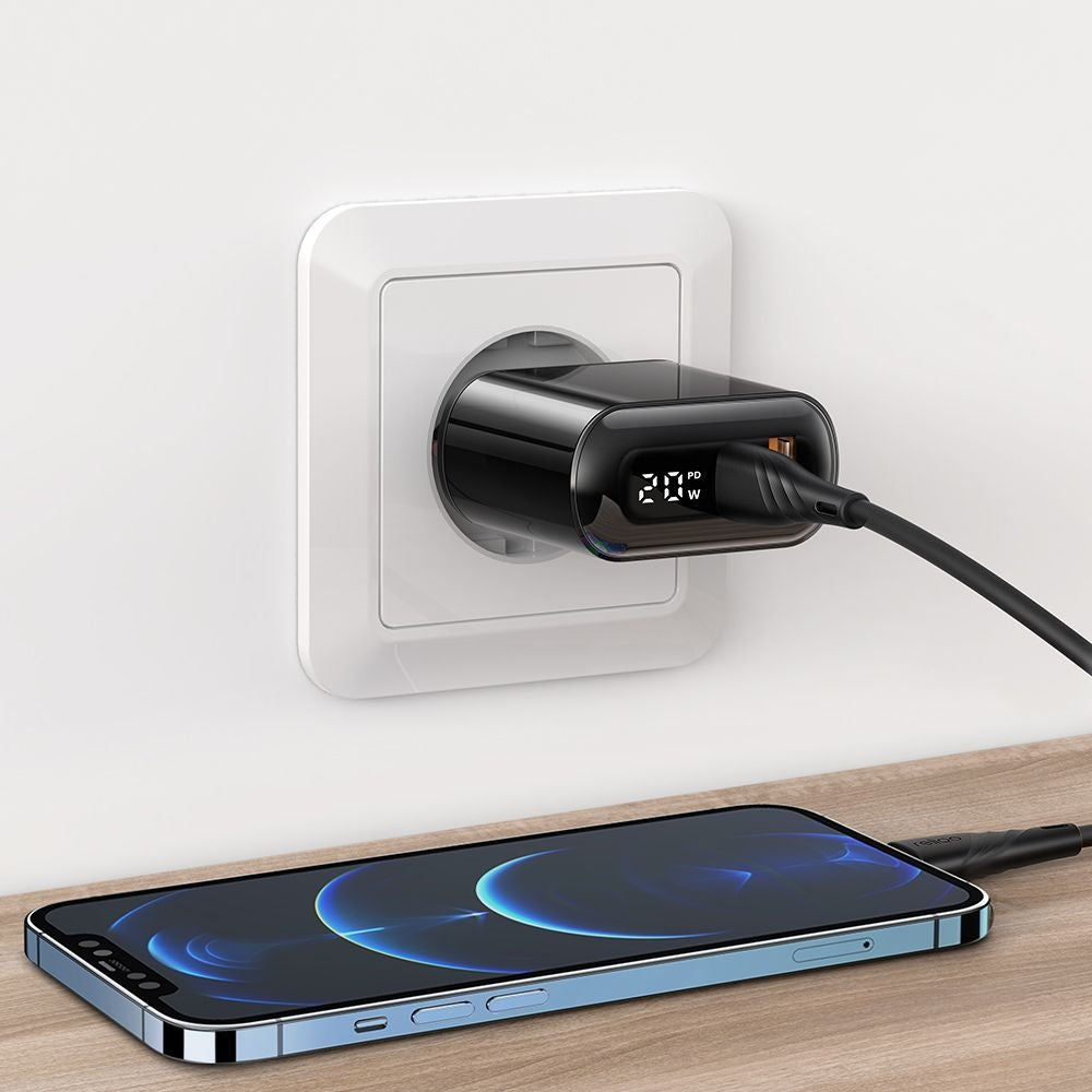 McDodo CH-7170 Chocolate Display netværksoplader, 20W, 3A, 1 x USB-A - 1 x USB-C, Sort