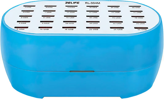 Ladestation Relife RL-304M, 160W, 2,4A, 30 x USB-A, blå