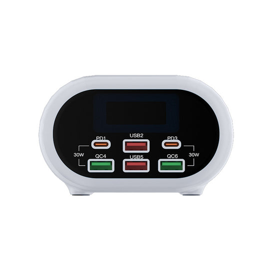 Opladningsstation Relife RL-309U, 72W, 5A, 2 x USB-C - 4 x USB-A, Sølv
