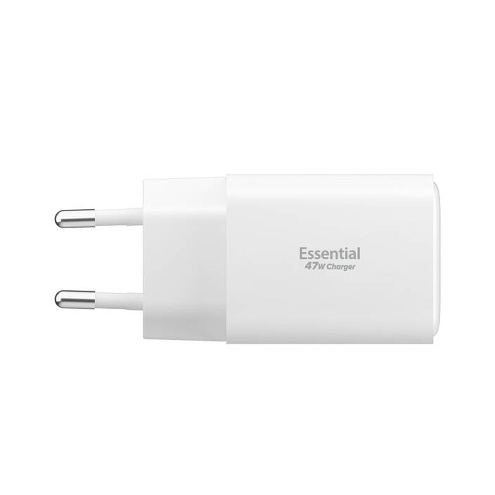 Spigen EE473EU Essential netværksoplader, 47W, 3A, 1 x USB-A - 2 x USB-C, Hvid ACH09464