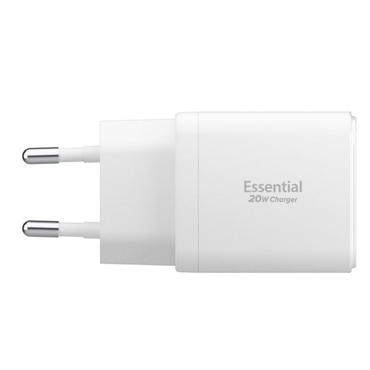 Spigen Essential Netværksoplader, 20W, 3A, 1 x USB-A - 1 x USB-C, Hvid ACH08704