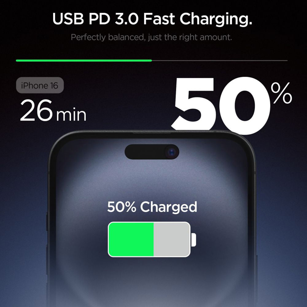Spigen Essential netværksoplader, 20W, 3A, 1 x USB-C, Sort