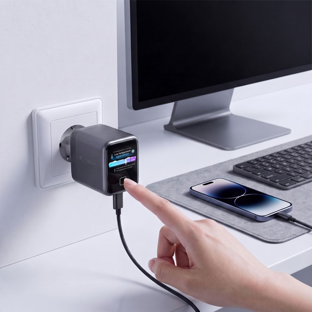 Tech-Protect NC45W Display netadapter, 45W, 3A, 1 x USB-C, grå