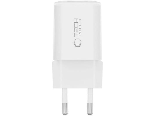 Netværksoplader Tech-Protect NCM33W, 33W, 3A, 1 x USB-A - 1 x USB-C, Hvid