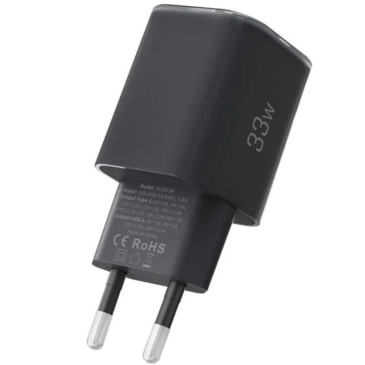 Netværksoplader Tech-Protect NCM33W, 33W, 3A, 1 x USB-A - 1 x USB-C, Sort