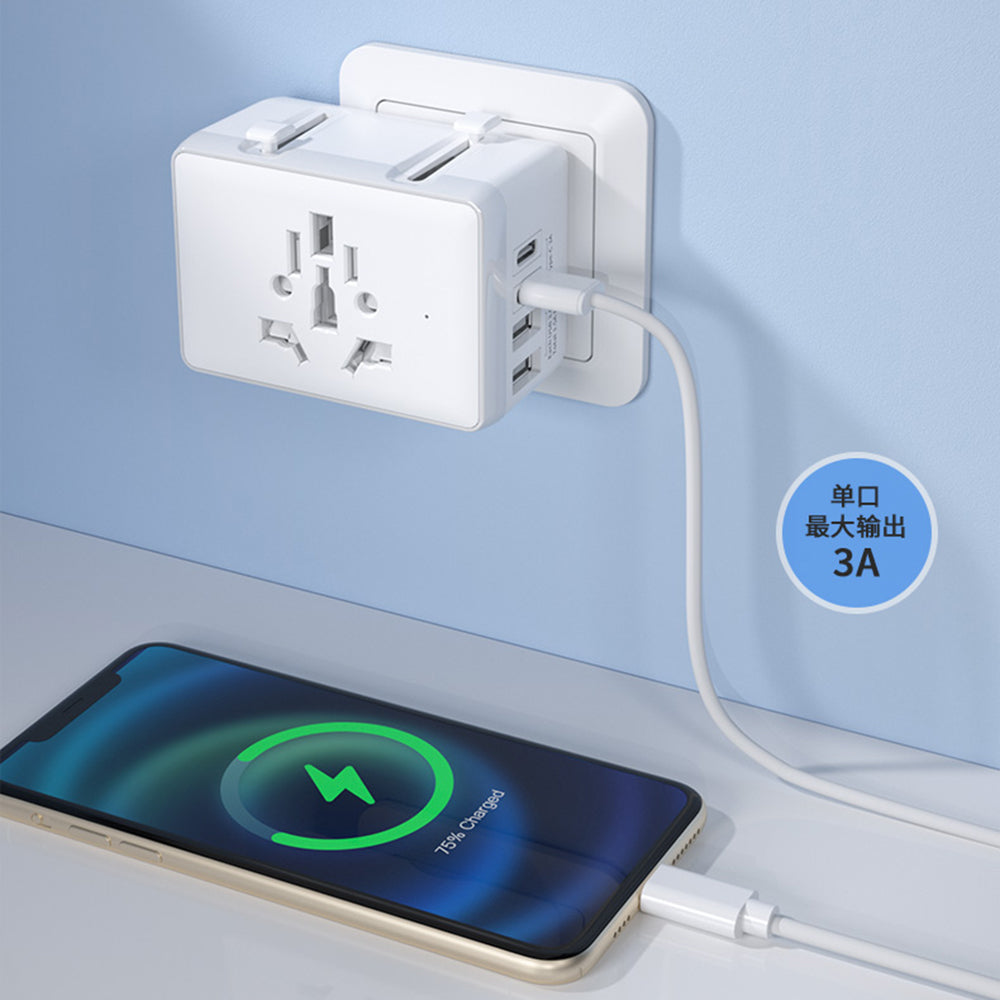 Netværksoplader Techsuit HHT203A Travel, 20W, 3A, 2 x USB-A - 2 x USB-C, Hvid