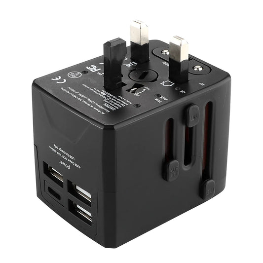 Netværksoplader Techsuit HHT520 Travel, 15W, 3A, 3 x USB-A - 1 x USB-C, Sort