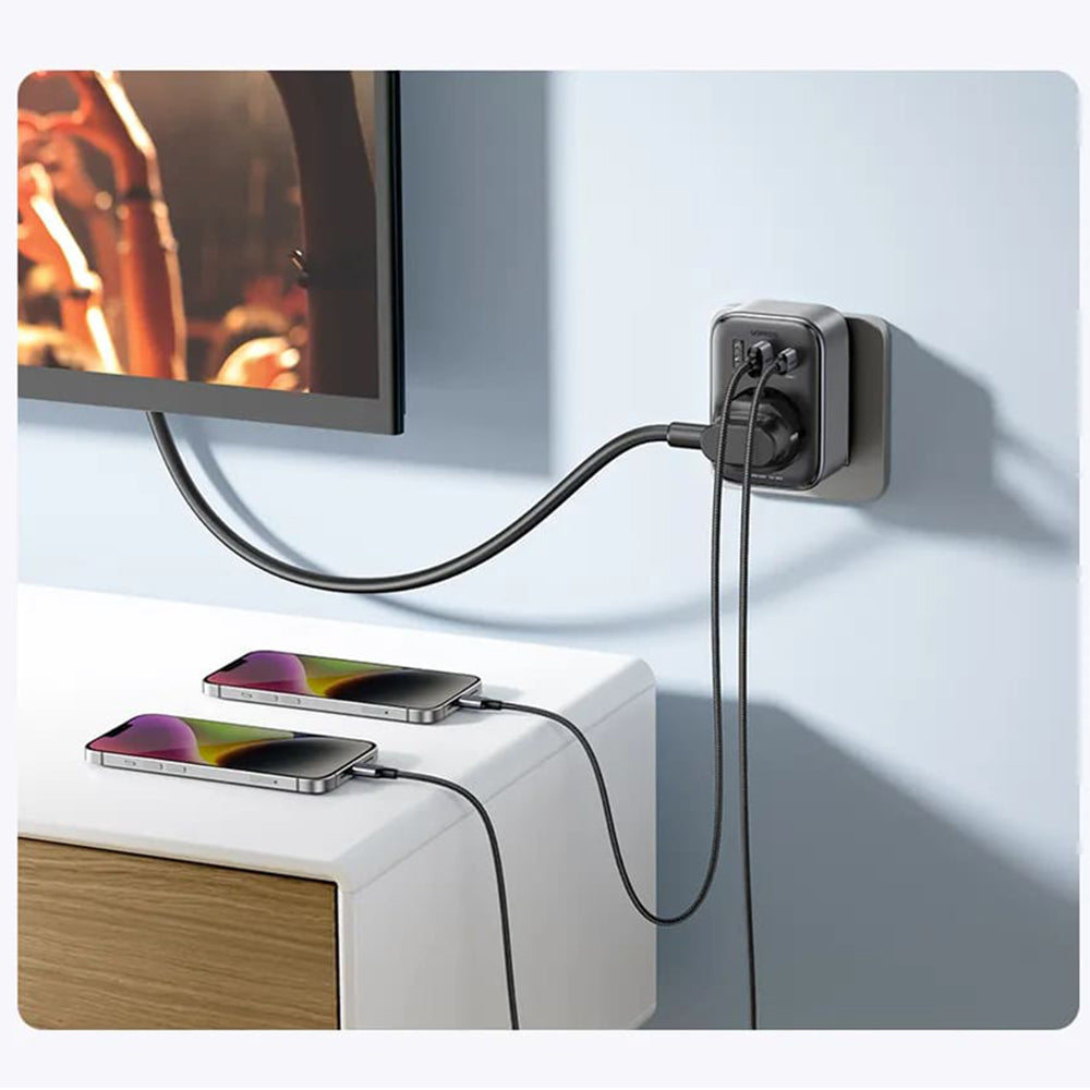 UGREEN 15289 US netværksoplader, 30W, 3A, 2 x USB-A - 1 x USB-C - 1 x Schuko, Sort
