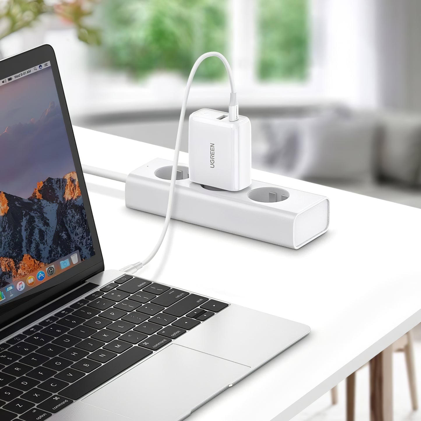 Netværksoplader UGREEN CD170, 36W, 3A, 1 x USB-A - 1 x USB-C, hvid