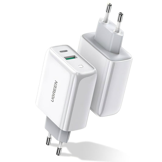 Netværksoplader UGREEN CD170, 36W, 3A, 1 x USB-A - 1 x USB-C, hvid