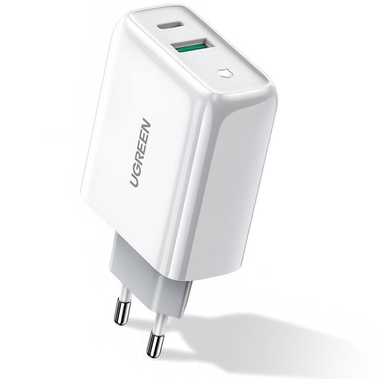 Netværksoplader UGREEN CD170, 36W, 3A, 1 x USB-A - 1 x USB-C, hvid