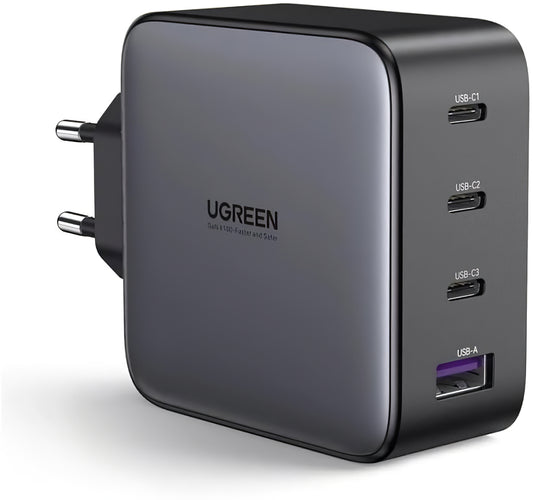 Netværksoplader UGREEN CD226, 100W, 3A, 1 x USB-A - 3 x USB-C, Sort