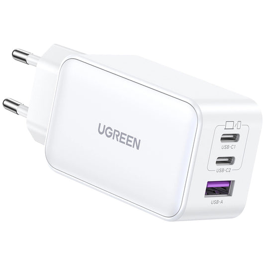 Netværksoplader UGREEN CD244, 65W, 3A, 1 x USB-A - 2 x USB-C, hvid