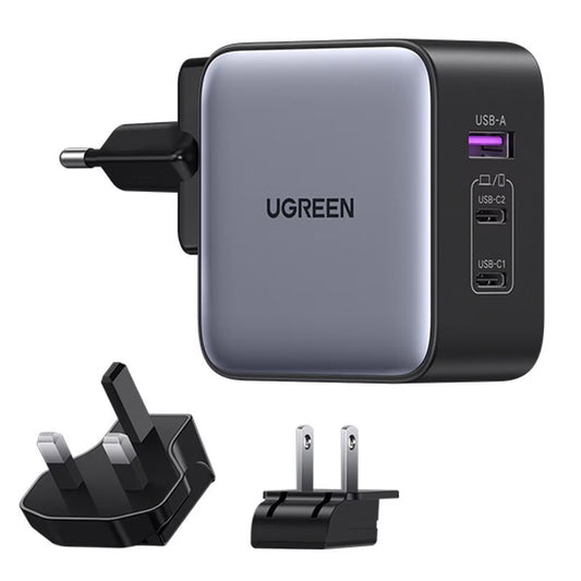 Netværksoplader UGREEN CD296, 65W, 5A, 1 x USB-A - 2 x USB-C, grå