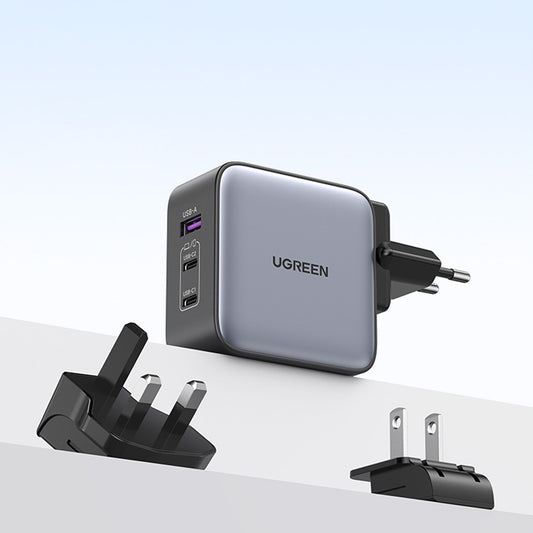 Netværksoplader UGREEN CD296, 65W, 5A, 1 x USB-A - 2 x USB-C, grå