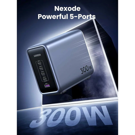 Opladerstation UGREEN CD333 Nexode, 300W, 5A, 1 x USB-A - 4 x USB-C, grå