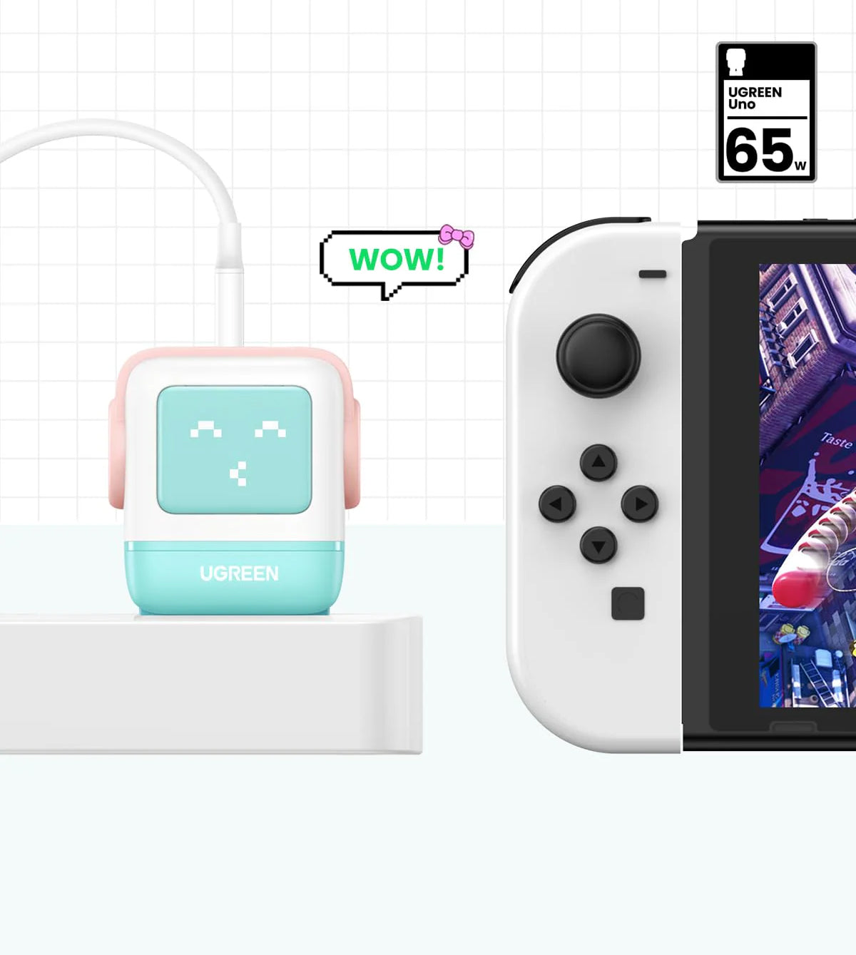 UGREEN CD361 Uno Network Charger, 65W, 3.25A, 1 x USB-A - 2 x USB-C, Turquoise