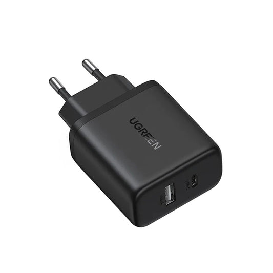 UGREEN X227 Netværksoplader, 20W, 3A, 1 x USB-A - 1 x USB-C, Sort