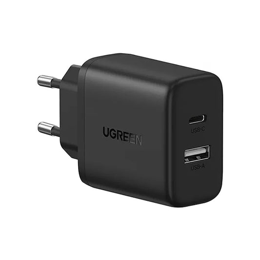 UGREEN X227 Netværksoplader, 20W, 3A, 1 x USB-A - 1 x USB-C, Sort