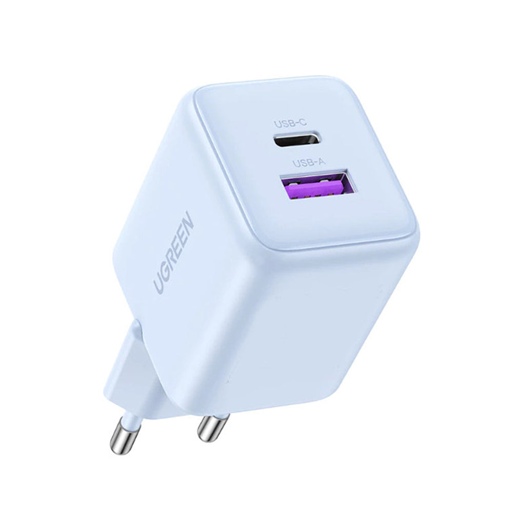 UGREEN X516 Netværksoplader, 30W, 3A, 1 x USB-A - 1 x USB-C, Blå